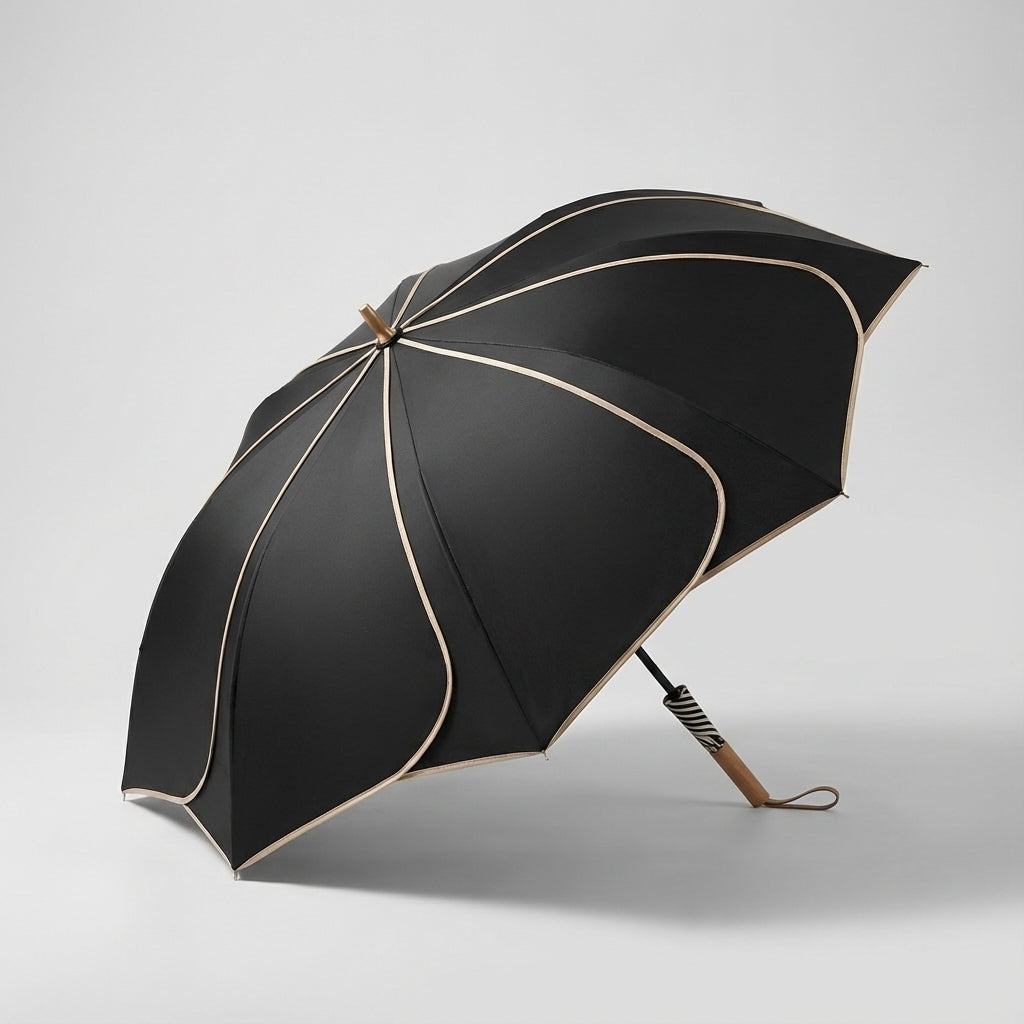 Pétale — Parapluie fleur poignée en bois