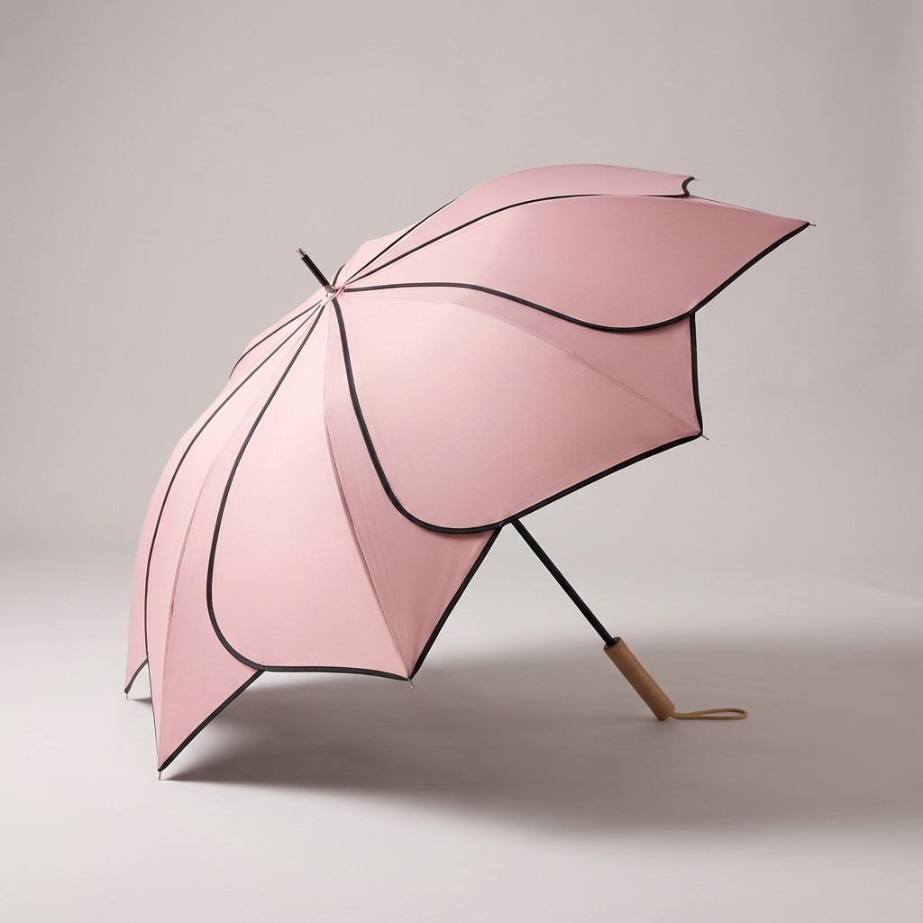 Pétale — Parapluie fleur poignée en bois