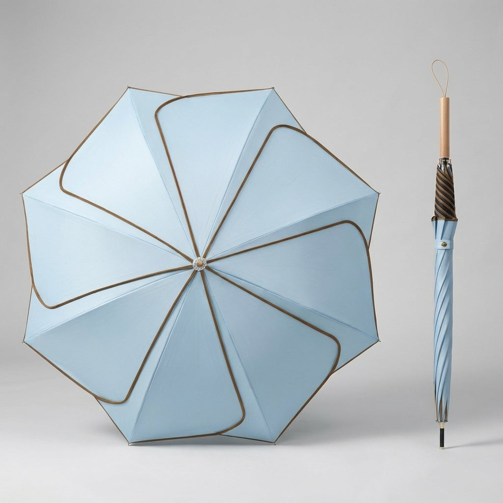 Pétale — Parapluie fleur poignée en bois