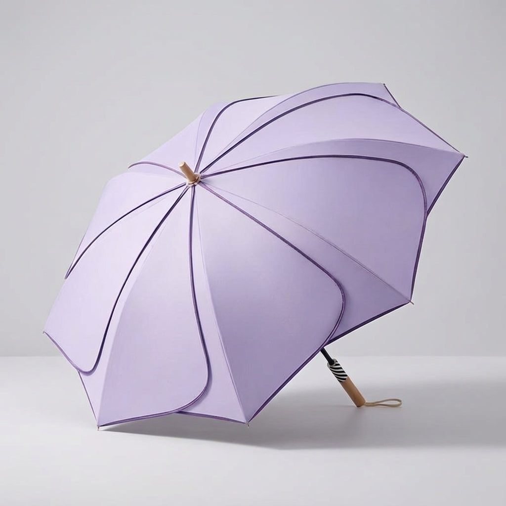 Pétale — Parapluie fleur poignée en bois